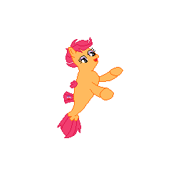 Size: 250x250 | Tagged: safe, artist:nate5700, scootaloo, seapony (g4), g4, 1000 hours in ms paint, doodle, pixel art, seaponified, seapony scootaloo, simple background, solo, species swap, white background