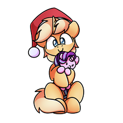 Size: 1240x1240 | Tagged: safe, artist:sugar morning, starlight glimmer, oc, oc:sunlight bolt, pony, unicorn, g4, christmas, holiday, simple background, transparent background