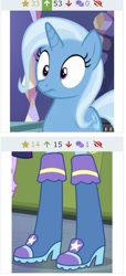 Size: 582x1275 | Tagged: safe, edit, edited screencap, screencap, trixie, twilight sparkle, alicorn, pony, unicorn, derpibooru, equestria girls, g4, my little pony equestria girls, boots, juxtaposition, legs, meta, pictures of legs, shoes, twilight sparkle (alicorn)