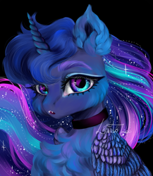 Size: 2000x2300 | Tagged: safe, artist:livitoza, princess luna, alicorn, pony, g4, :o, bust, color porn, cute, cute little fangs, fangs, female, high res, looking at you, mare, open mouth, portrait, solo