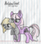 Size: 2332x2548 | Tagged: safe, artist:solder point, cheerilee, oc, oc:asher, earth pony, pony, g4, bored, carrying, colored, duo, ear fluff, eye clipping through hair, eyebrows, eyebrows visible through hair, fanfic art, female, filly, floppy ears, grumpy, high res, lined paper, mare, scruff, signature, traditional art, upset, walking