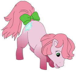 Size: 2813x2694 | Tagged: safe, artist:muhammad yunus, pony, unicorn, g1, my little pony 'n friends, aelita schaeffer, base used, bow, code lyoko, female, high res, mare, open mouth, ponified, simple background, solo, tail bow, transparent background