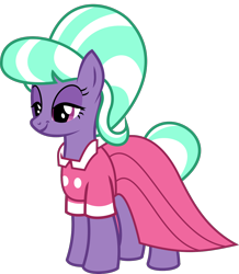 Size: 1329x1523 | Tagged: safe, anonymous artist, derpibooru exclusive, stepford ponies, earth pony, pony, g4, .svg available, bedroom eyes, clothes, dress, eyelashes, female, makeup, mare, simple background, smiling, solo, svg, transparent background, vector