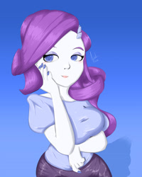 Size: 1080x1350 | Tagged: safe, artist:elbenjaftw, rarity, equestria girls, g4, arm under breasts, breasts, busty rarity, clothes, looking at you, nail polish, solo