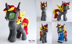 Size: 1600x979 | Tagged: safe, artist:meplushyou, oc, oc:lisa, changeling, clothes, double colored changeling, irl, jumpsuit, photo, plushie, solo, vault suit