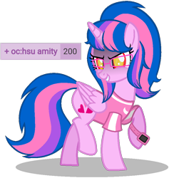 Size: 778x821 | Tagged: safe, artist:muhammad yunus, oc, oc only, oc:hsu amity, alicorn, pony, derpibooru, g4, 200, barely pony related, base used, clothes, evil, evil eyes, evil grin, female, glasses, grin, gritted teeth, heart, mare, meta, shadow, simple background, smiling, solo, tags, transparent background, watch