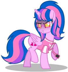 Size: 767x824 | Tagged: safe, artist:muhammad yunus, oc, oc only, oc:hsu amity, alicorn, pony, g4, base used, clothes, evil eye, evil eyes, evil grin, female, glasses, grin, gritted teeth, heart, lost, mare, scary, scary face, shadow, simple background, smiling, solo, transparent background, watch