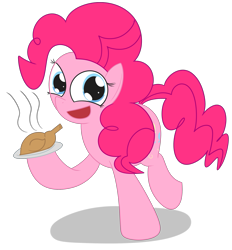 Size: 2107x2268 | Tagged: safe, artist:mr-degration, pinkie pie, bird, earth pony, pony, turkey, g4, cooked, female, food, high res, holiday, meat, ponies eating meat, ponk, simple background, solo, thanksgiving, transparent background