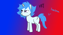 Size: 1920x1080 | Tagged: safe, artist:vkt, oc, oc only, oc:frostorm, pony, unicorn, blue, female, gradient background, mare, solo