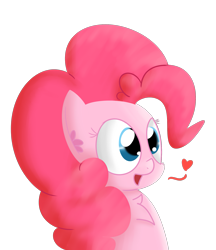 Size: 1651x1912 | Tagged: safe, artist:mr-degration, pinkie pie, earth pony, pony, g4, bust, chest fluff, female, heart, simple background, solo, transparent background