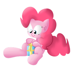 Size: 2544x2358 | Tagged: safe, artist:mr-degration, pinkie pie, earth pony, pony, g4, cute, diapinkes, ear fluff, female, high res, present, simple background, smiling, solo, transparent background