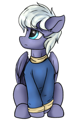 Size: 816x1296 | Tagged: safe, artist:notimportantinternetperson, oc, oc only, pegasus, pony, 2021 community collab, derpibooru community collaboration, clothes, female, looking up, mare, simple background, sitting, solo, sweater, transparent background, wings
