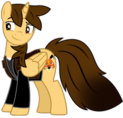 Size: 8919x8533 | Tagged: safe, artist:ejlightning007arts, oc, oc only, oc:ej, alicorn, pony, alicorn oc, base used, charm, clothes, horn, jacket, male, simple background, solo, stallion, transparent background, vector, wings