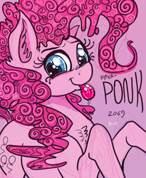 Size: 5067x6169 | Tagged: safe, artist:paskanaakka, derpibooru exclusive, pinkie pie, earth pony, pony, g4, female, mare, ponk, simple background, solo, tongue out