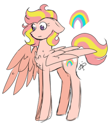 Size: 400x454 | Tagged: safe, artist:gallantserver, oc, oc only, oc:peaches, pegasus, pony, concave belly, female, magical lesbian spawn, mare, offspring, parent:fluttershy, parent:sunset shimmer, parents:sunshyne, simple background, solo, transparent background