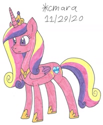 Size: 1058x1286 | Tagged: safe, artist:cmara, princess cadance, alicorn, pony, g4, crown, female, hoof shoes, jewelry, mare, regalia, simple background, solo, traditional art, white background
