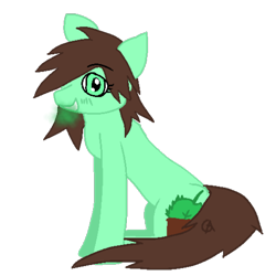 Size: 1200x1200 | Tagged: safe, artist:gotharts, derpibooru exclusive, oc, oc only, oc:mintdip, earth pony, pony, 2021 community collab, derpibooru community collaboration, female, simple background, sitting, solo, transparent background