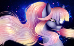 Size: 1900x1200 | Tagged: safe, artist:minelvi, oc, oc only, oc:sirius, earth pony, pony, bust, earth pony oc, female, glowing eyes, mare, solo, stars