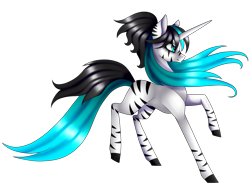 Size: 2577x2000 | Tagged: safe, artist:minelvi, oc, oc only, oc:lunelaya, pony, unicorn, zebra, zebracorn, colored hooves, female, high res, horn, mare, simple background, solo, transparent background, unicorn oc