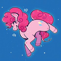 Size: 640x640 | Tagged: safe, artist:budipudi, pinkie pie, earth pony, pony, g4, blue background, cute, diapinkes, female, mare, profile, simple background, smiling, solo