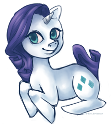 Size: 2689x3000 | Tagged: safe, artist:lulltonull, rarity, pony, unicorn, g4, female, high res, lying down, mare, prone, smiling, solo