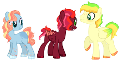 Size: 2917x1450 | Tagged: safe, artist:fcrestnymph, oc, oc only, earth pony, pegasus, pony, female, magical lesbian spawn, male, mare, offspring, parent:cherry jubilee, parent:rainbow dash, parents:cherrydash, simple background, stallion, transparent background