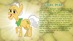 Size: 1280x719 | Tagged: safe, artist:andoanimalia, grand pear, g4, bio, food, pear