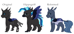 Size: 1512x710 | Tagged: safe, artist:fcrestnymph, oc, oc only, oc:alveolus, changedling, changeling, changepony, classical hippogriff, hippogriff, hybrid, chibi, interspecies offspring, offspring, parent:queen chrysalis, parent:shining armor, parents:shining chrysalis, simple background, solo, transparent background