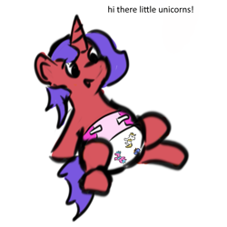 Size: 715x716 | Tagged: safe, artist:sparklepopshine, oc, oc:sparkle pop, diaper, female, filly, happy, text