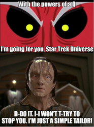 Size: 1052x1420 | Tagged: safe, screencap, lord tirek, humanoid, g4, cardassian, deep space nine, elim garak, exploitable meme, meme, meta, star trek, star trek: deep space nine, tirek is doomed, tirek vs everyone meme