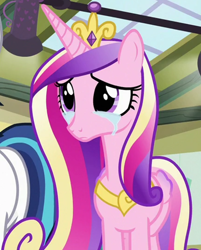 Size: 860x1069 | Tagged: safe, screencap, princess cadance, shining armor, alicorn, pony, a flurry of emotions, g4, cropped, crying, female, mare, princess sadance, solo focus