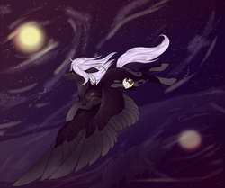Size: 5249x4386 | Tagged: safe, artist:charlotteartz, oc, oc only, oc:cloudy night, pegasus, pony, absurd resolution, female, mare, moon, solo