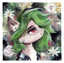 Size: 1024x1012 | Tagged: safe, artist:lailyren, oc, oc only, earth pony, pony, bust, flower, solo