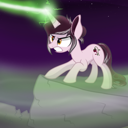Size: 3500x3500 | Tagged: safe, artist:pizzamovies, oc, oc only, oc:rosa maledicta, pony, unicorn, equestria at war mod, blast, female, fog, glowing horn, high res, horn, magic, magic blast, mare, necromancer, show accurate, solo