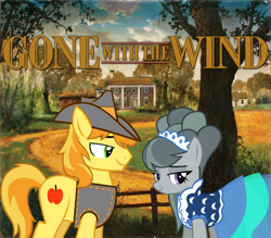 Size: 2064x1810 | Tagged: safe, anonymous artist, braeburn, marble pie, earth pony, pony, g4, american civil war, braeble, cavalry, clothes, confederate, dress, female, georgia (state), gone with the wind, male, mare, movie reference, romance, shipping, southern belle, stallion, straight, tara plantation, uniform, youtube link