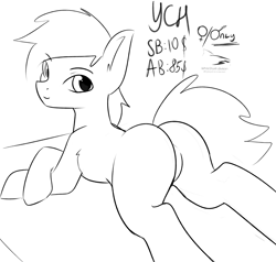 Size: 3322x3158 | Tagged: safe, artist:thesas110, pony, butt, commission, crossed hooves, feature crotch, female, high res, looking at you, lying down, male, mare, plot, prone, solo, stallion, tail aside, ych sketch, your character here