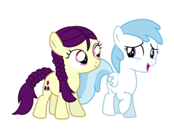 Size: 1280x960 | Tagged: safe, artist:itsamediamondtiara, boysenberry, cotton cloudy, earth pony, pegasus, pony, g4, best friends, boysenbetes, chatting, cottonbetes, cute, cutie mark, duo, female, filly, folded wings, simple background, talking, transparent background, vector, wings