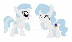Size: 400x230 | Tagged: safe, artist:equinestuff, artist:selenaede, cotton cloudy, royal blue, earth pony, pegasus, pony, g4, base used, cottonbetes, cute, female, filly, royalbetes, siblings, sisters, twins