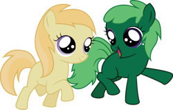 Size: 900x573 | Tagged: safe, artist:stewi0001, noi, oc, oc:spearmint, earth pony, pony, g4, .ai available, .svg available, chatting, duo, female, filly, freckles, simple background, talking, transparent background, trotting, vector