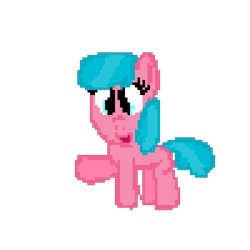 Size: 1024x1024 | Tagged: safe, artist:mario64, aquamarine, earth pony, pony, g4, aquabetes, cute, female, filly, open mouth, pixel art, raised leg, simple background, solo, transparent background