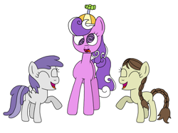 Size: 1024x768 | Tagged: safe, artist:ponytoons, heidi hay, screwball, tornado bolt, earth pony, pegasus, pony, g4, ask daddy discord, best friends, cute, cuteball, derp, female, filly, funny, funny face, heidibetes, laughing, mare, silly, silly face, silly fillies, simple background, swirly eyes, tornadorable, trio, white background