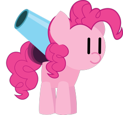 Size: 6492x6082 | Tagged: safe, artist:isaac_pony, pinkie pie, earth pony, pony, g4, apple, cannon, cute, female, food, kibiy pony, party cannon, show accurate, simple background, smiling, solo, transparent background, vector