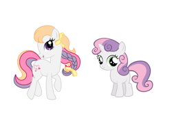 Size: 1280x960 | Tagged: safe, artist:brandykiss, artist:nintendogameboy, edit, light heart, sweetie belle, earth pony, pony, unicorn, g2, g4, castle creator, duo, female, filly, g2 to g4, generation leap, lesbian, lightbelle, mare, shipping