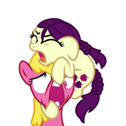 Size: 768x768 | Tagged: safe, artist:superiorwarrior, boysenberry, cherry berry, earth pony, pony, campfire tales, g4, duo, duo female, eyes closed, faic, female, filly, mare, open mouth, pulling, simple background, transparent background, vector