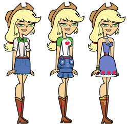 Size: 1024x1001 | Tagged: artist needed, safe, edit, applejack, equestria girls, g4, bare shoulders, simple background, sleeveless, solo, strapless, style emulation, total drama, total drama island, transparent background