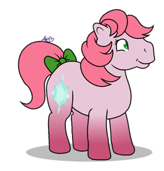 Size: 717x751 | Tagged: safe, artist:muhammad yunus, earth pony, pony, g1, g4, aelita schaeffer, bow, code lyoko, female, g1 to g4, generation leap, mare, ponified, simple background, smiling, solo, tail bow, transparent background