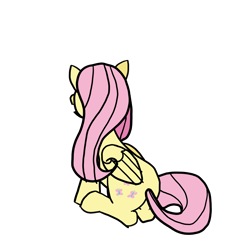 Size: 3840x3840 | Tagged: safe, artist:byteslice, fluttershy, pegasus, pony, g4, female, high res, looking away, mare, simple background, sitting, solo, transparent background, wings