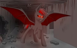 Size: 2180x1356 | Tagged: safe, artist:darky_wings, oc, oc only, oc:kamito, bat pony, pony, angry, commission, glowing eyes, wings