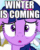 Size: 856x1080 | Tagged: safe, edit, edited screencap, screencap, twilight sparkle, alicorn, pony, g4, season 5, tanks for the memories, animated, caption, female, floppy ears, gif, image macro, looking at you, mare, meme, snow, solo, text, twilight sparkle (alicorn), winter is coming
