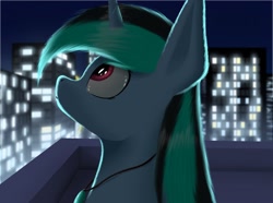 Size: 1548x1152 | Tagged: safe, artist:darky_wings, oc, oc only, oc:chrystal, pony, unicorn, city, looking up, night, present